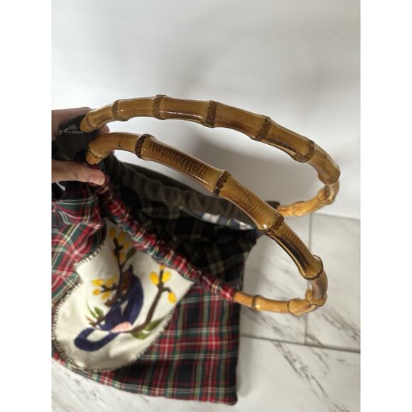 MayaBags Monkey Plaid Purse Bamboo Handle - Legendary Christmas Yankee Swap Gift - Picture 11 of 14